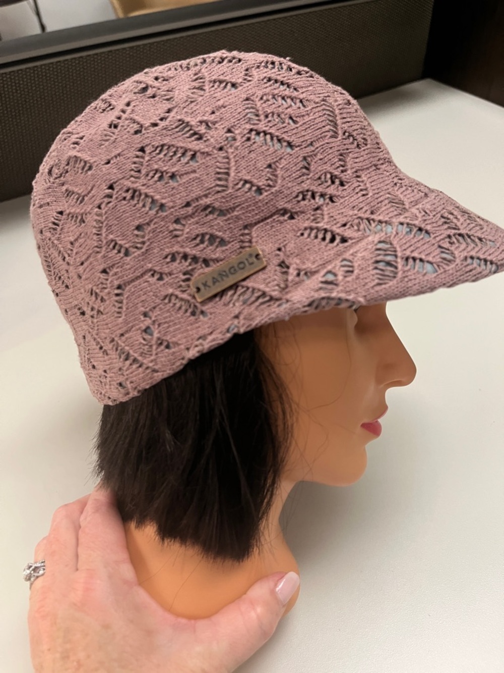 Kangol Women's Dusty Pink Knit Visor Hat